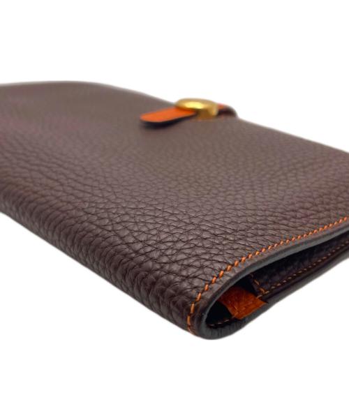 HERMES（エルメス）HERMES (エルメス) ドゴンGM/長財布/□I刻印/2005年 ブラウン×オレンジの古着・服飾アイテム