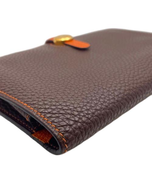 HERMES（エルメス）HERMES (エルメス) ドゴンGM/長財布/□I刻印/2005年 ブラウン×オレンジの古着・服飾アイテム