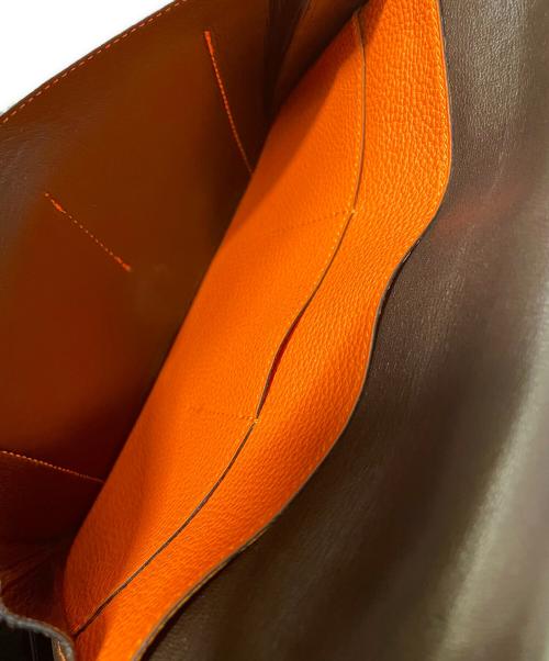 HERMES（エルメス）HERMES (エルメス) ドゴンGM/長財布/□I刻印/2005年 ブラウン×オレンジの古着・服飾アイテム