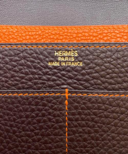 HERMES（エルメス）HERMES (エルメス) ドゴンGM/長財布/□I刻印/2005年 ブラウン×オレンジの古着・服飾アイテム