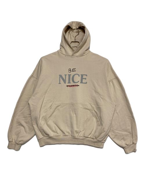 BALENCIAGA（バレンシアガ）BALENCIAGA (バレンシアガ) BE NICEプリントパーカー ベージュ サイズ:Lの古着・服飾アイテム