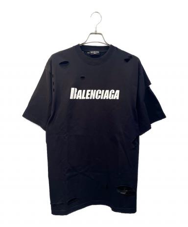 BALENCIAGA Tシャツ 半袖 中古・古着通販】BALENCIAGA (バレンシアガ) ロゴプリント デストロイ