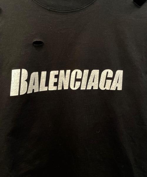BALENCIAGA（バレンシアガ）BALENCIAGA (バレンシアガ) ロゴプリント デストロイオーバーサイズTシャツ ブラック サイズ:XSの古着・服飾アイテム