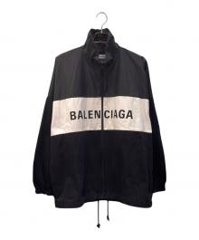 BALENCIAGA（バレンシアガ）の古着「デニム切替ロゴジャケット」｜ブラック×ホワイト