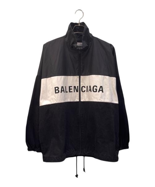 BALENCIAGA（バレンシアガ）BALENCIAGA (バレンシアガ) デニム切替ロゴジャケット ブラック×ホワイト サイズ:36の古着・服飾アイテム