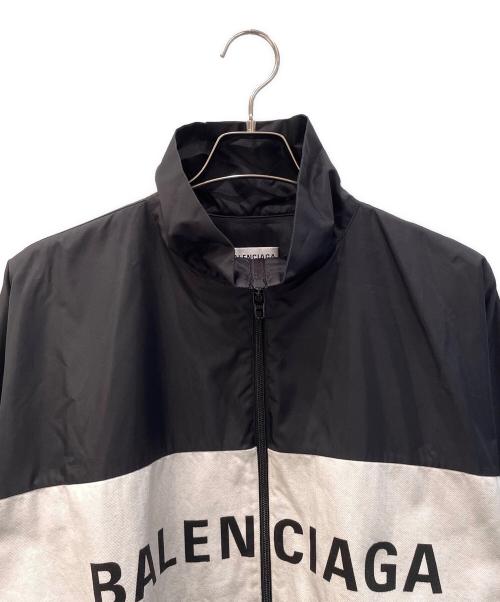 BALENCIAGA（バレンシアガ）BALENCIAGA (バレンシアガ) デニム切替ロゴジャケット ブラック×ホワイト サイズ:36の古着・服飾アイテム