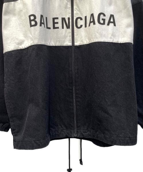 BALENCIAGA（バレンシアガ）BALENCIAGA (バレンシアガ) デニム切替ロゴジャケット ブラック×ホワイト サイズ:36の古着・服飾アイテム