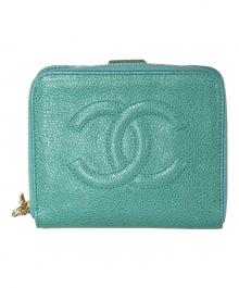 CHANEL（シャネル）の古着「ココマーク ラウンドファスナー2つ折り財布」｜ブルー