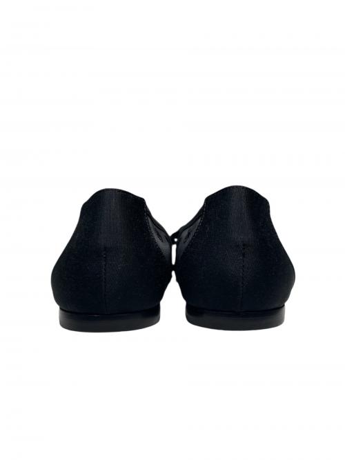 CHANEL（シャネル）CHANEL (シャネル) ココマーク ドット チュール リボン フラットシューズ ブラック サイズ:size36 1/2の古着・服飾アイテム