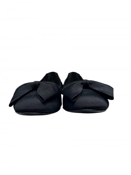 CHANEL（シャネル）CHANEL (シャネル) ココマーク ドット チュール リボン フラットシューズ ブラック サイズ:size36 1/2の古着・服飾アイテム