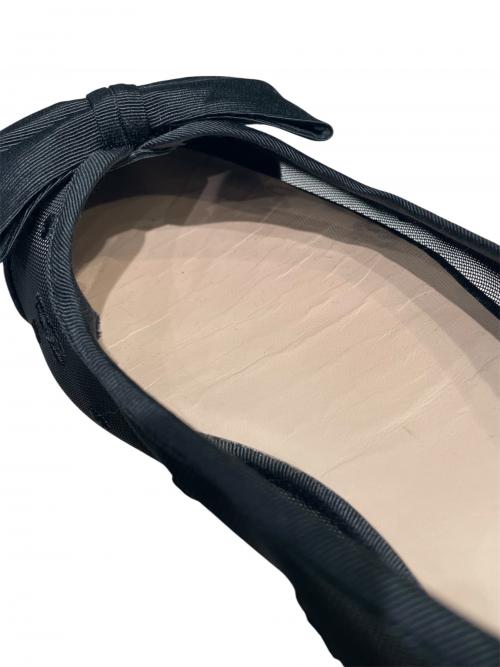 CHANEL（シャネル）CHANEL (シャネル) ココマーク ドット チュール リボン フラットシューズ ブラック サイズ:size36 1/2の古着・服飾アイテム