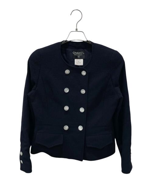 CHANEL（シャネル）CHANEL (シャネル) 97SS P07 ノーカラージャケット ネイビー サイズ:38の古着・服飾アイテム