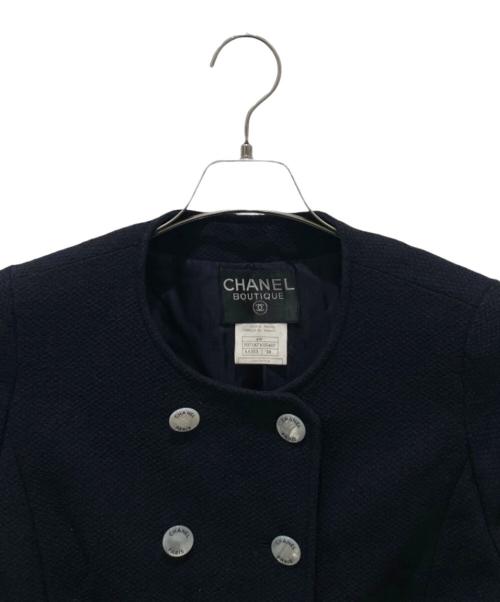CHANEL（シャネル）CHANEL (シャネル) 97SS P07 ノーカラージャケット ネイビー サイズ:38の古着・服飾アイテム