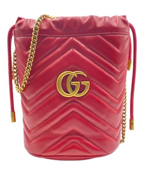 GUCCI（グッチ）GUCCI (グッチ) GGマーモントショルダーバッグ レッドの古着・服飾アイテム