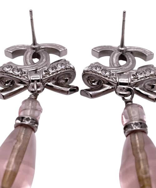 CHANEL（シャネル）CHANEL (シャネル) ココマークラインストーンリボンドロップピアス/ サイズ:-の古着・服飾アイテム