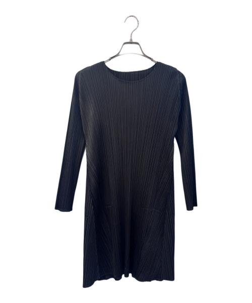PLEATS PLEASE（プリーツプリーズ）PLEATS PLEASE (プリーツプリーズ) 膝丈プリーツワンピース ブラック サイズ:size3の古着・服飾アイテム