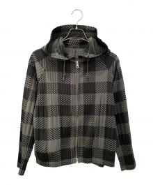 PLEATS PLEASE（プリーツプリーズ）の古着「プリーツジップアップパーカー」｜グリーン×ブラック