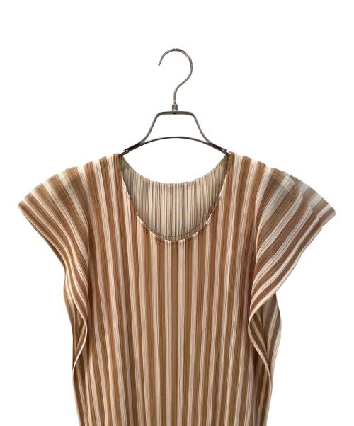 PLEATS PLEASE（プリーツプリーズ）PLEATS PLEASE (プリーツプリーズ) プリーツレイヤードワンピース ベージュ サイズ:3の古着・服飾アイテム