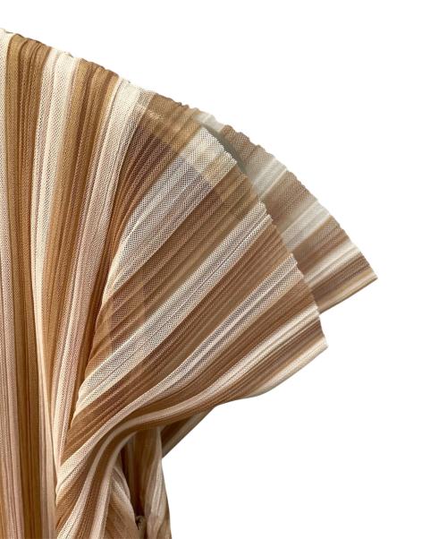 PLEATS PLEASE（プリーツプリーズ）PLEATS PLEASE (プリーツプリーズ) プリーツレイヤードワンピース ベージュ サイズ:3の古着・服飾アイテム