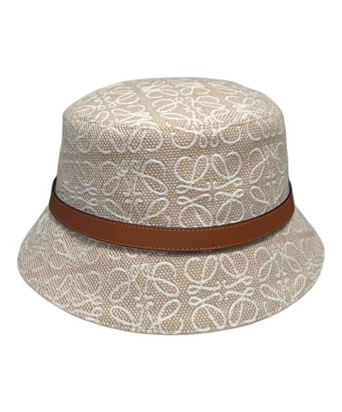 LOEWE（ロエベ）LOEWE (ロエベ) アナグラム ジャカード バケットハット ベージュ×ブラウン サイズ:57の古着・服飾アイテム