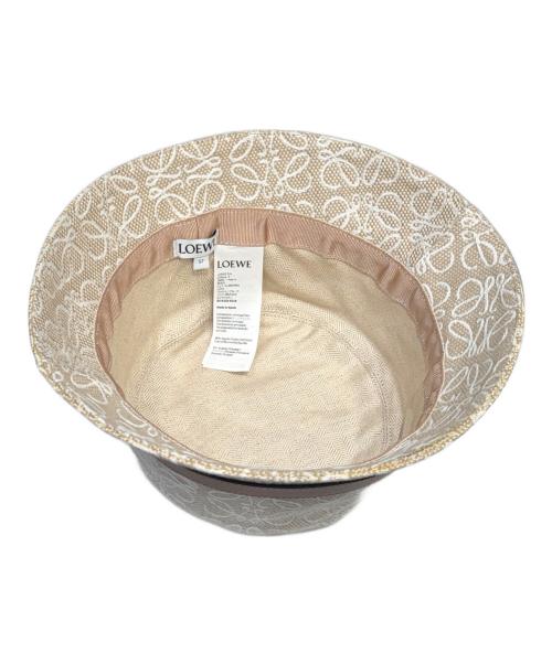 LOEWE（ロエベ）LOEWE (ロエベ) アナグラム ジャカード バケットハット ベージュ×ブラウン サイズ:57の古着・服飾アイテム