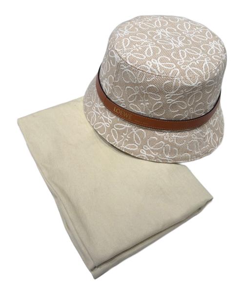 LOEWE（ロエベ）LOEWE (ロエベ) アナグラム ジャカード バケットハット ベージュ×ブラウン サイズ:57の古着・服飾アイテム