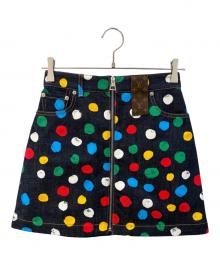 LOUIS VUITTON×草間彌生（ルイ ヴィトン×クサマヤヨイ）の古着「ペイントデニムミニスカート」｜インディゴ