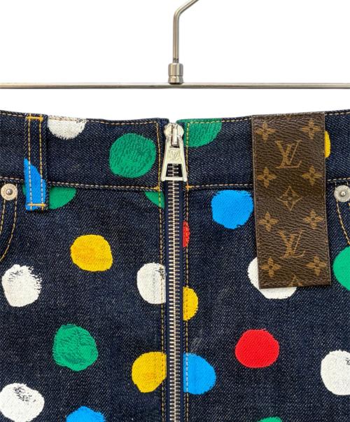 LOUIS VUITTON（ルイ ヴィトン）LOUIS VUITTON (ルイ ヴィトン) 草間彌生 (クサマヤヨイ) ペイントデニムミニスカート インディゴ サイズ:34の古着・服飾アイテム