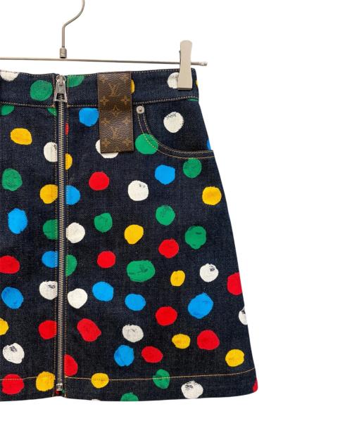 LOUIS VUITTON（ルイ ヴィトン）LOUIS VUITTON (ルイ ヴィトン) 草間彌生 (クサマヤヨイ) ペイントデニムミニスカート インディゴ サイズ:34の古着・服飾アイテム