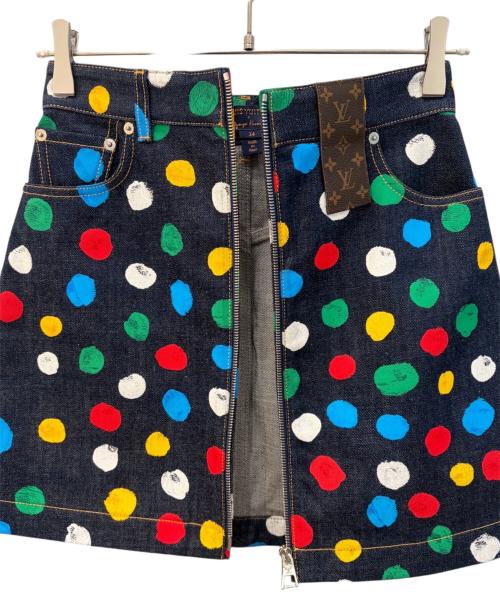 LOUIS VUITTON（ルイ ヴィトン）LOUIS VUITTON (ルイ ヴィトン) 草間彌生 (クサマヤヨイ) ペイントデニムミニスカート インディゴ サイズ:34の古着・服飾アイテム