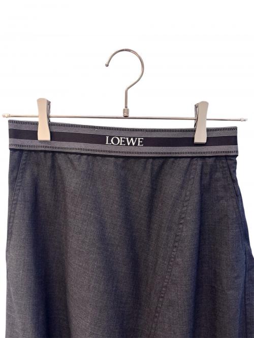 LOEWE（ロエベ）LOEWE (ロエベ) ウエストロゴ入りアシンメトリースカート グレー サイズ:34の古着・服飾アイテム