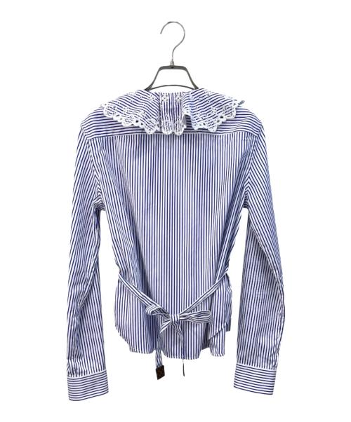 LOUIS VUITTON（ルイ ヴィトン）LOUIS VUITTON (ルイ ヴィトン) モノグラムカットワークカラーシャツ ブルー×ホワイト サイズ:34の古着・服飾アイテム