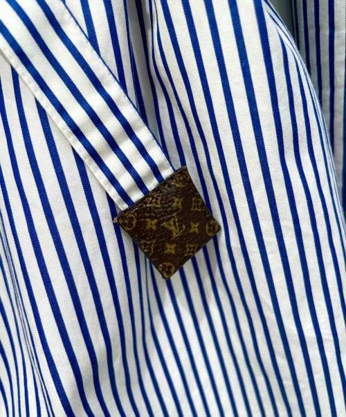 LOUIS VUITTON（ルイ ヴィトン）LOUIS VUITTON (ルイ ヴィトン) モノグラムカットワークカラーシャツ ブルー×ホワイト サイズ:34の古着・服飾アイテム
