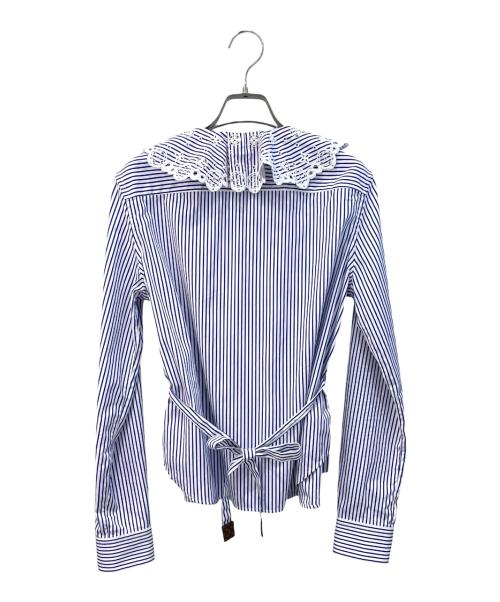LOUIS VUITTON（ルイ ヴィトン）LOUIS VUITTON (ルイ ヴィトン) モノグラムカットワークカラーシャツ ブルー×ホワイト サイズ:34の古着・服飾アイテム