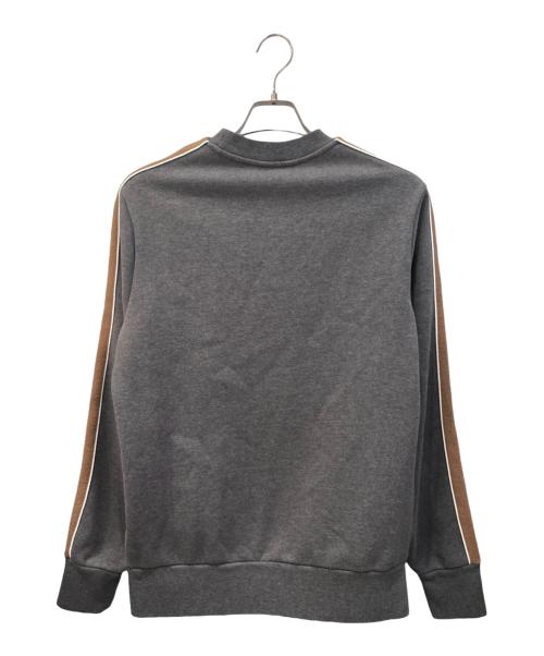MONCLER（モンクレール）MONCLER (モンクレール) ロゴパッチ クルーネックスウェット グレー×ブラウン サイズ:Ｓの古着・服飾アイテム