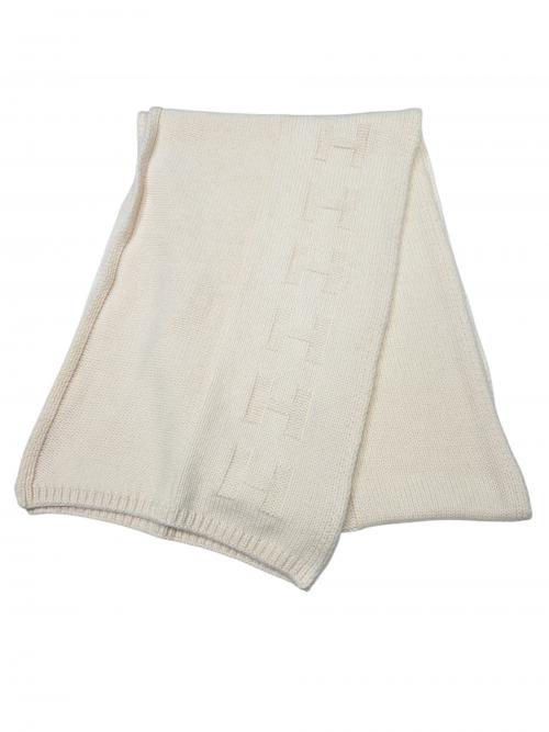 HERMES（エルメス）HERMES (エルメス) マルジェラ期Hロゴカシミヤフードマフラー オフホワイトの古着・服飾アイテム