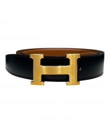 HERMES（エルメス）の古着「コンスタンスベルト/Hバックルリバーシブルレザーベルト/W刻印2024年/ゴールド金具/マット加工」｜ブラック