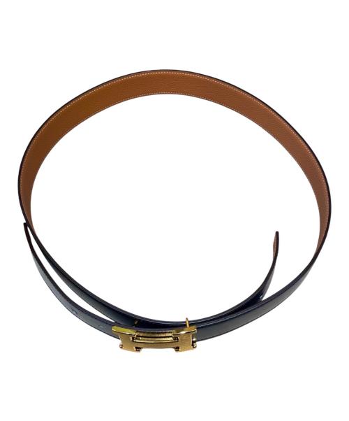 HERMES（エルメス）HERMES (エルメス) コンスタンスベルト/Hバックルリバーシブルレザーベルト/W刻印2024年/ゴールド金具/マット加工 ブラック サイズ:100の古着・服飾アイテム