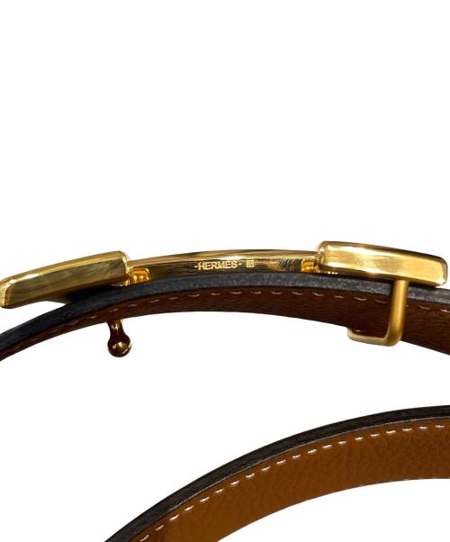 HERMES（エルメス）HERMES (エルメス) コンスタンスベルト/Hバックルリバーシブルレザーベルト/W刻印2024年/ゴールド金具/マット加工 ブラック サイズ:100の古着・服飾アイテム