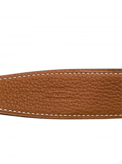 HERMES（エルメス）HERMES (エルメス) コンスタンスベルト/Hバックルリバーシブルレザーベルト/W刻印2024年/ゴールド金具/マット加工 ブラック サイズ:100の古着・服飾アイテム