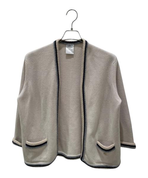 CHANEL（シャネル）CHANEL (シャネル) 05A カシミヤ ココマークボタン トッパーカディガン ベージュ×ブラック サイズ:42の古着・服飾アイテム