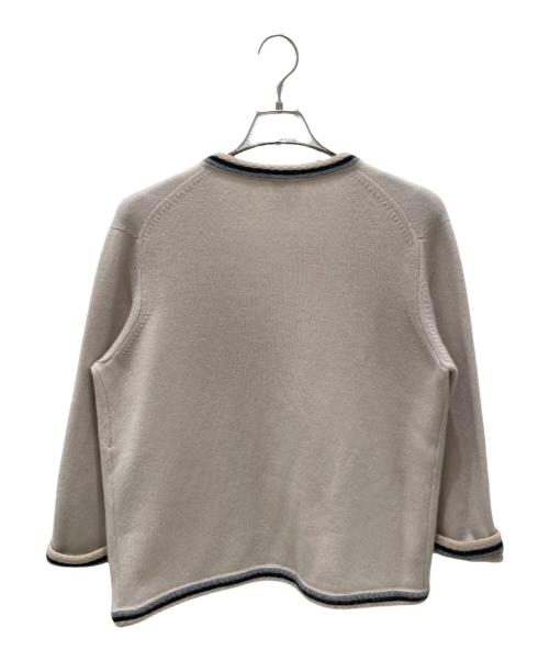 CHANEL（シャネル）CHANEL (シャネル) 05A カシミヤ ココマークボタン トッパーカディガン ベージュ×ブラック サイズ:42の古着・服飾アイテム