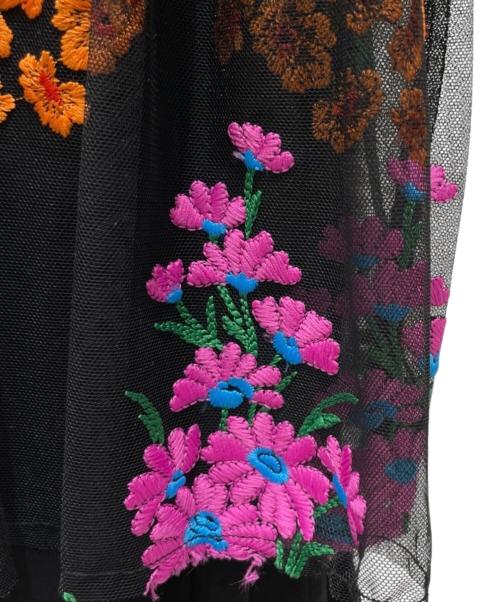 COMME des GARCONS COMME des GARCONS（コムデギャルソン コムデギャルソン）COMME des GARCONS COMME des GARCONS (コムデギャルソン コムデギャルソン) 花柄刺繍 チュール ワンピース ブラック サイズ:Mの古着・服飾アイテム