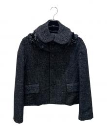 COMME des GARCONS COMME des GARCONS（コムデギャルソン コムデギャルソン）の古着「25AW ウール フリル ドッキング ラウンドカラージャケット」｜ブラック