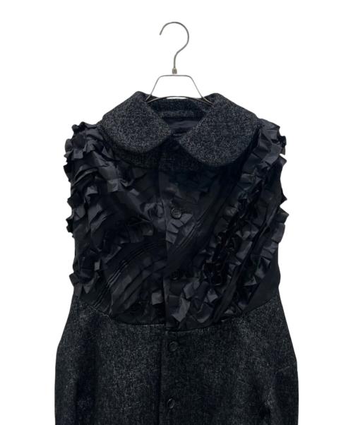 COMME des GARCONS COMME des GARCONS（コムデギャルソン コムデギャルソン）COMME des GARCONS COMME des GARCONS (コムデギャルソン コムデギャルソン) 25AW ウール フリル ドッキング ラウンドカラージャケット ブラック サイズ:Mの古着・服飾アイテム