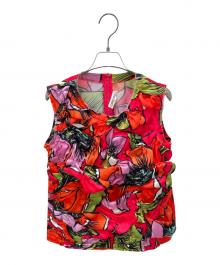 COMME des GARCONS（コムデギャルソン）の古着「FLOWERS PRINTED SATIN TOP」｜オレンジ
