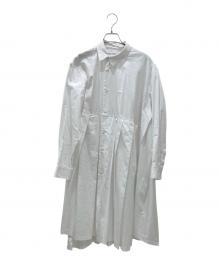 COMME des GARCONS COMME des GARCONS（コムデギャルソン コムデギャルソン）の古着「22AW ねじれプリーツシャツワンピース」｜ホワイト
