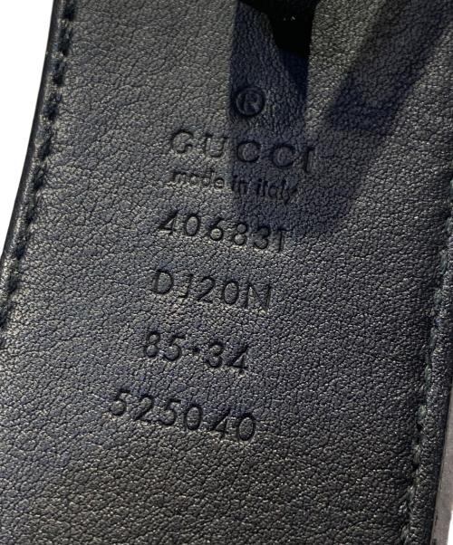 GUCCI（グッチ）GUCCI (グッチ) レザーベルト ブラック×シルバー金具 サイズ:85・34の古着・服飾アイテム
