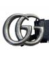 中古・古着 GUCCI (グッチ) レザーベルト ブラック×シルバー金具 サイズ:85・34：35000円