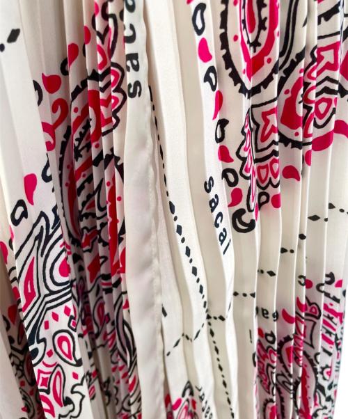 sacai（サカイ）sacai (サカイ) ペイズリーラッププリーツスカート ホワイトの古着・服飾アイテム